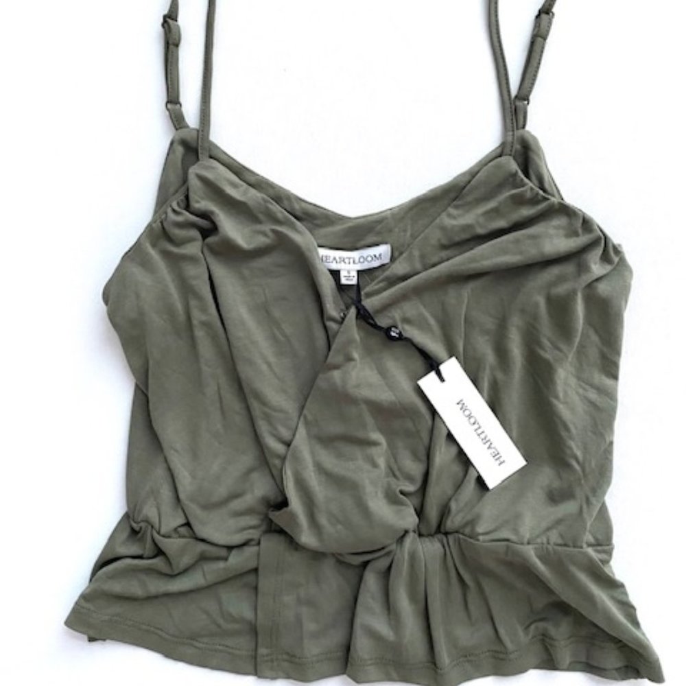 Heartloom Crossover Crop Tank Army Green